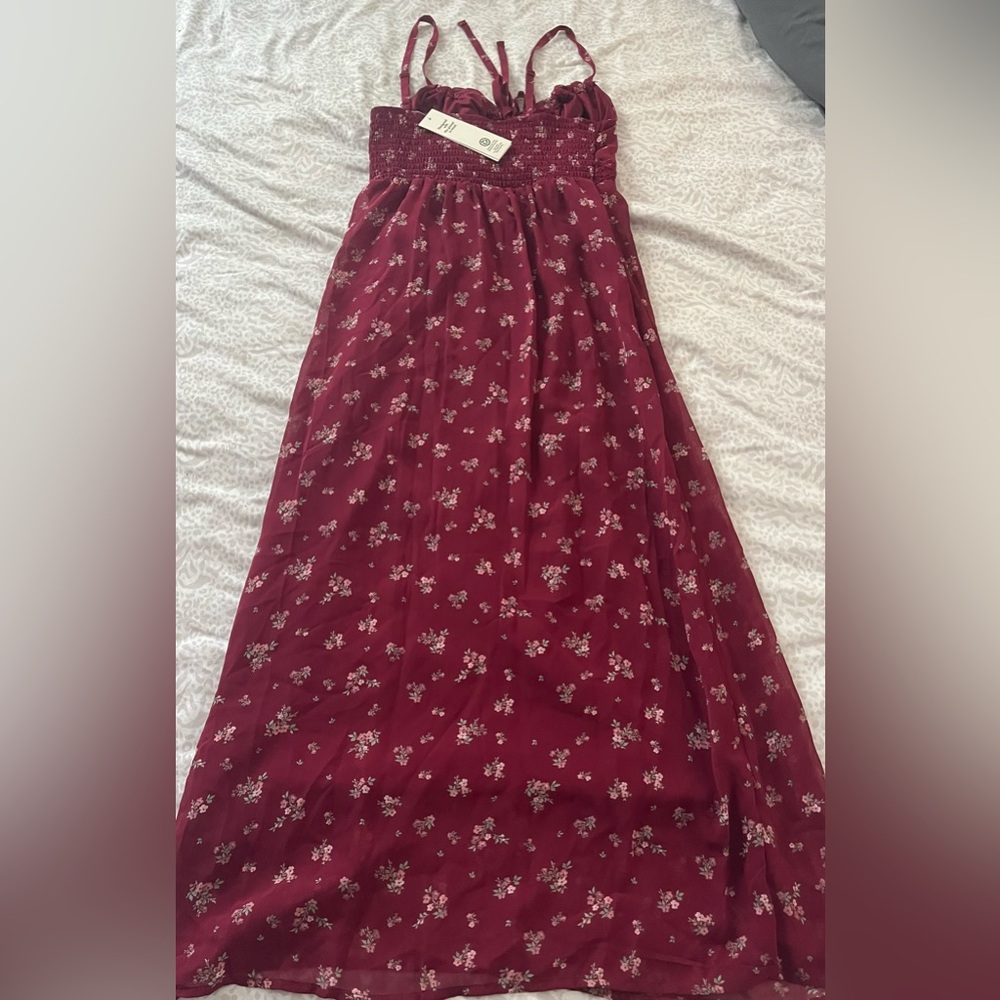 No Boundaries Burgundy Floral Maxi Dress - Picture 2 of 6